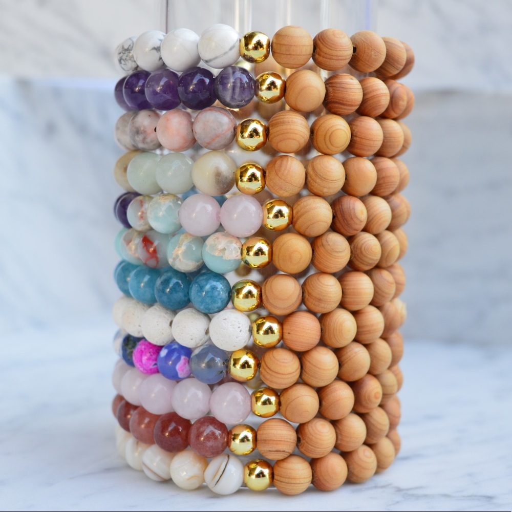 Gemstone Diffuser Aromatherapy Beaded Bracelet - image 1